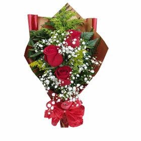 Ramalhete com 3 Rosas Vermelhas