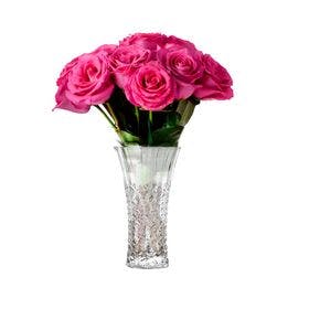 Arranjo de 12 rosas pink no vaso de vidro